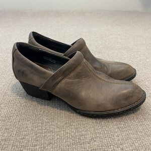 Born Clog Shoes Womens Size 8 Brown Leather Slip On Block Heel Comfort W21992
